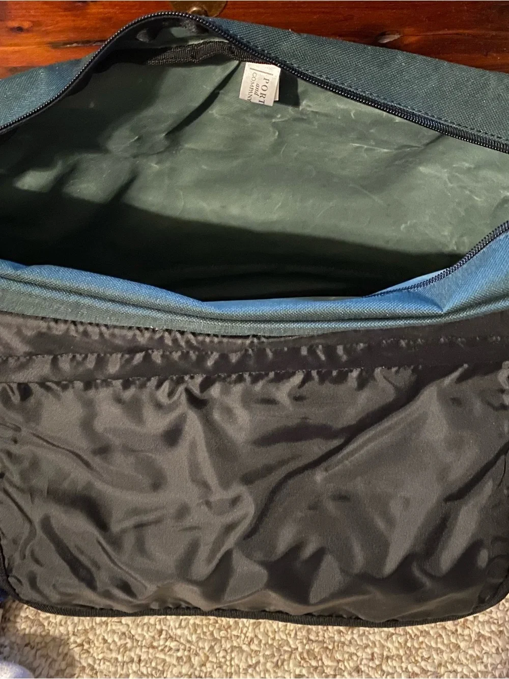 Port and Company Dark Green Messenger Bag with Shell Patch